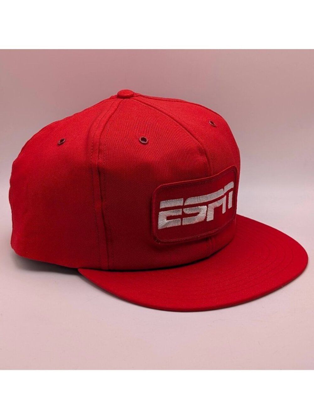 ESPN Patch Vintage Snapback 90s Trucker Hat Red Cap Sports Channel NFL USA Made